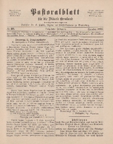 Pastoralblatt für die Diözese Ermland, 13.Jahrgang, Oktober 1881, Nr 10.