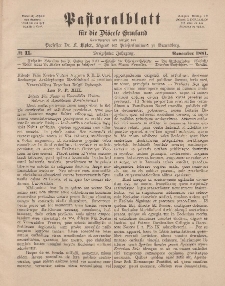 Pastoralblatt für die Diözese Ermland, 13.Jahrgang, November 1881, Nr 11.
