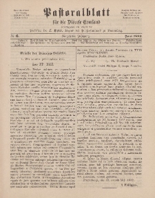 Pastoralblatt für die Diözese Ermland, 14.Jahrgang, Juni 1882, Nr 6.
