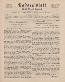 Pastoralblatt für die Diözese Ermland, 14.Jahrgang, Juni 1882, Nr 6.
