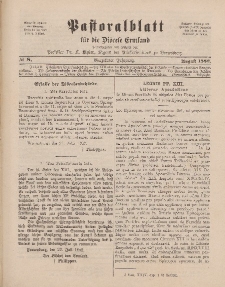 Pastoralblatt für die Diözese Ermland, 14.Jahrgang, August 1882, Nr 8.