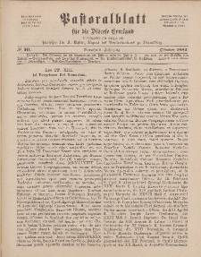 Pastoralblatt für die Diözese Ermland, 14.Jahrgang, Oktober 1882, Nr 10.
