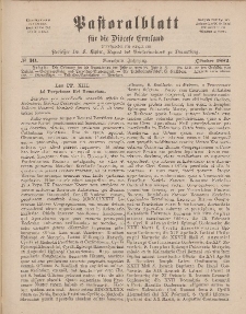 Pastoralblatt für die Diözese Ermland, 14.Jahrgang, Oktober 1882, Nr 10.