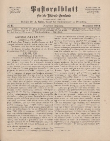 Pastoralblatt für die Diözese Ermland, 14.Jahrgang, November 1882, Nr 11.