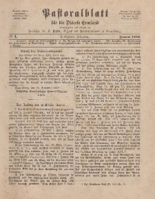 Pastoralblatt für die Diözese Ermland, 15.Jahrgang, 1. Januar 1883. Nr 1
