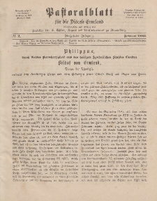 Pastoralblatt für die Diözese Ermland, 15.Jahrgang, 1. Februar 1883. Nr 2