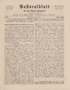 Pastoralblatt für die Diözese Ermland, 15.Jahrgang, 1. Mai 1883. Nr 5