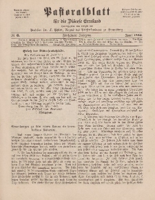 Pastoralblatt für die Diözese Ermland, 15.Jahrgang, 1. Juni 1883. Nr 6