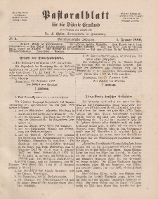 Pastoralblatt für die Diözese Ermland, 21.Jahrgang, 1. Januar 1889, Nr 1.