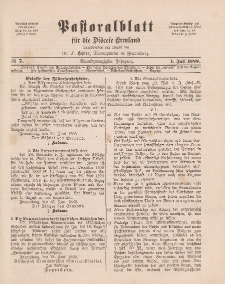 Pastoralblatt für die Diözese Ermland, 21.Jahrgang, 1. Juli 1889, Nr 7.