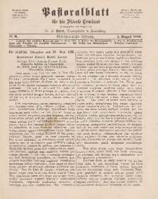 Pastoralblatt für die Diözese Ermland, 21.Jahrgang, 1. August 1889, Nr 8.