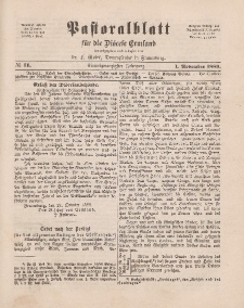 Pastoralblatt für die Diözese Ermland, 21.Jahrgang, 1. November 1889, Nr 11.