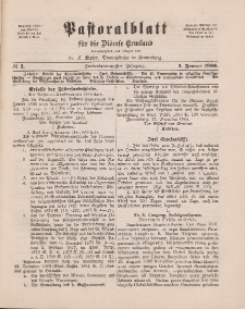 Pastoralblatt für die Diözese Ermland, 22.Jahrgang, 1. Januar 1890, Nr 1.