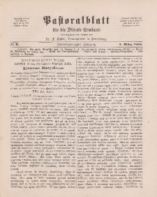 Pastoralblatt für die Diözese Ermland, 22.Jahrgang, 1. März 1890, Nr 3.