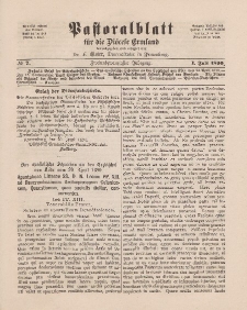 Pastoralblatt für die Diözese Ermland, 22.Jahrgang, 1. Juli 1890, Nr 7.