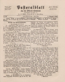 Pastoralblatt für die Diözese Ermland, 22.Jahrgang, 1. August 1890, Nr 8.
