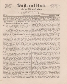 Pastoralblatt für die Diözese Ermland, 22.Jahrgang, 1. November 1890, Nr 11.