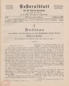 Pastoralblatt für die Diözese Ermland, 25.Jahrgang, 1. Februar 1893, Nr 2.