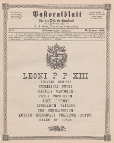 Pastoralblatt für die Diözese Ermland, 25.Jahrgang, 19. Februar 1893, Nr 3.