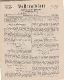 Pastoralblatt für die Diözese Ermland, 25.Jahrgang, Juni 1893, Nr 6.