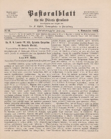 Pastoralblatt für die Diözese Ermland, 25.Jahrgang, 1. November 1893, Nr 11.