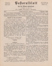 Pastoralblatt für die Diözese Ermland, 26.Jahrgang, 1. Januar 1894, Nr 1.