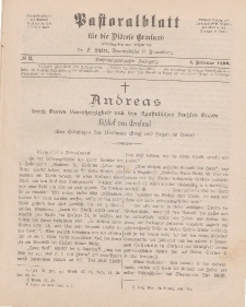 Pastoralblatt für die Diözese Ermland, 26.Jahrgang, 1. Februar 1894, Nr 2.