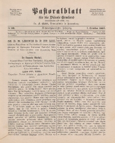 Pastoralblatt für die Diözese Ermland, 26.Jahrgang, 1. Oktober 1894, Nr 10.