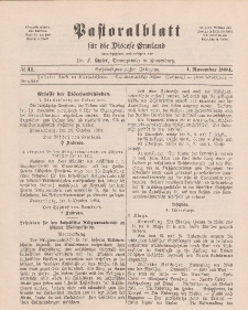 Pastoralblatt für die Diözese Ermland, 26.Jahrgang, 1. November 1894, Nr 11.