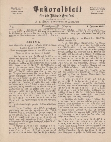 Pastoralblatt für die Diözese Ermland, 29.Jahrgang, 1. Januar 1897, Nr 1.