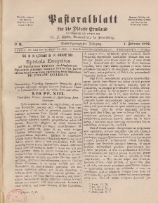 Pastoralblatt für die Diözese Ermland, 29.Jahrgang, 1. Februar 1897, Nr 2.