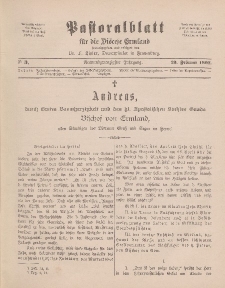 Pastoralblatt für die Diözese Ermland, 29.Jahrgang, 23. Februar 1897, Nr 3.