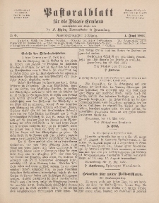 Pastoralblatt für die Diözese Ermland, 29.Jahrgang, 1. Juni 1897, Nr 6.