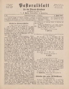 Pastoralblatt für die Diözese Ermland, 29.Jahrgang, 1. Juni 1897, Nr 6.