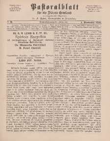 Pastoralblatt für die Diözese Ermland, 29.Jahrgang, 1. September 1897, Nr 9.