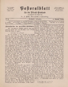 Pastoralblatt für die Diözese Ermland, 30.Jahrgang, 1. Januar 1898, Nr 1.