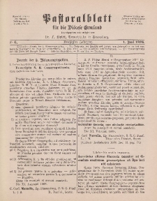Pastoralblatt für die Diözese Ermland, 30.Jahrgang, 1. Juni 1898, Nr 6.