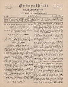 Pastoralblatt für die Diözese Ermland, 30.Jahrgang, 1. November 1898, Nr 11.