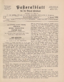 Pastoralblatt für die Diözese Ermland, 33.Jahrgang, 1. Januar 1901, Nr 1.