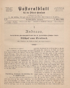 Pastoralblatt für die Diözese Ermland, 33.Jahrgang, 1. März 1901, Nr 3.