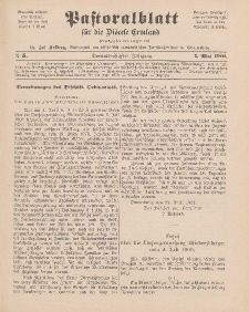 Pastoralblatt für die Diözese Ermland, 33.Jahrgang, 1. Mai 1901, Nr 5.