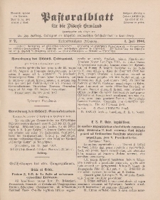 Pastoralblatt für die Diözese Ermland, 33.Jahrgang, 1. Juli 1901, Nr 7.