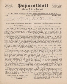 Pastoralblatt für die Diözese Ermland, 33.Jahrgang, 1. Oktober 1901, Nr 10.