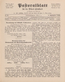 Pastoralblatt für die Diözese Ermland, 33.Jahrgang, 1. November 1901, Nr 11.