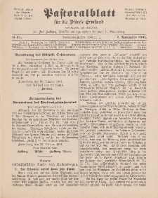 Pastoralblatt für die Diözese Ermland, 33.Jahrgang, 1. November 1901, Nr 11.
