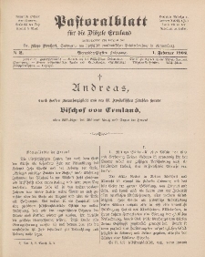 Pastoralblatt für die Diözese Ermland, 34.Jahrgang, 1. Februar 1902, Nr 2.