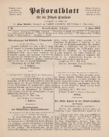 Pastoralblatt für die Diözese Ermland, 34.Jahrgang, 1. Juni 1902, Nr 6.