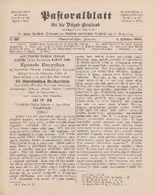 Pastoralblatt für die Diözese Ermland, 34.Jahrgang, 1. Oktober 1902, Nr 10.