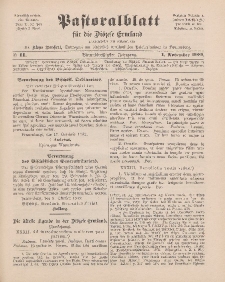 Pastoralblatt für die Diözese Ermland, 34.Jahrgang, 1. November 1902, Nr 11.