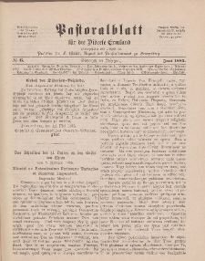 Pastoralblatt für die Diözese Ermland, 17.Jahrgang, Juni 1885, Nr 6.